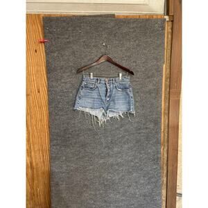 Reformation Dixie Shorts Womens Small Blue Denim Distressed High Rise Raw Hem